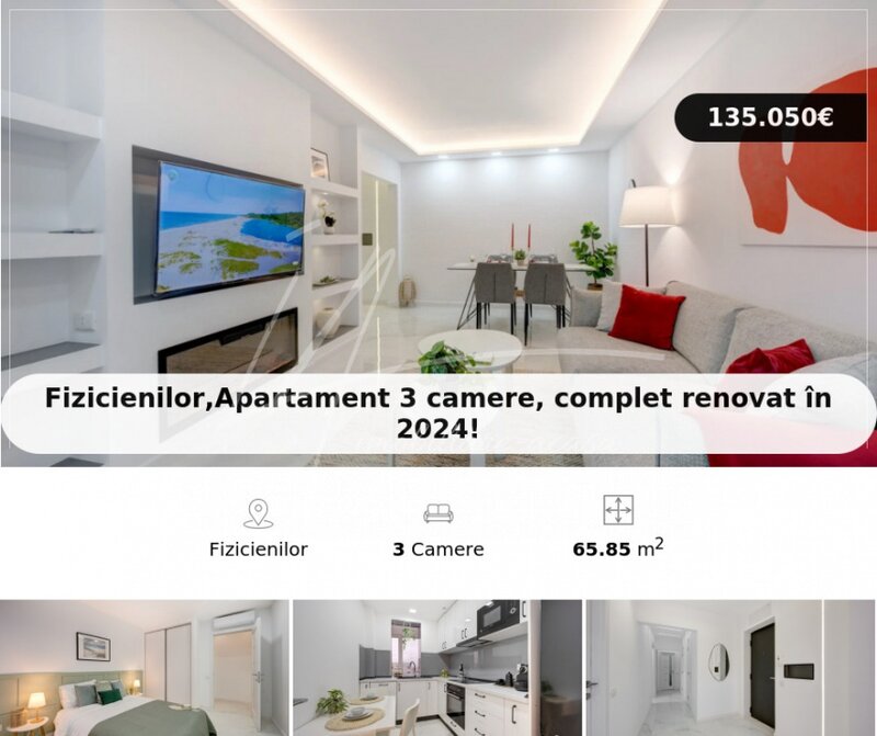 Fizicienilor, Apartament 3 camere, complet renovat in 2024!
